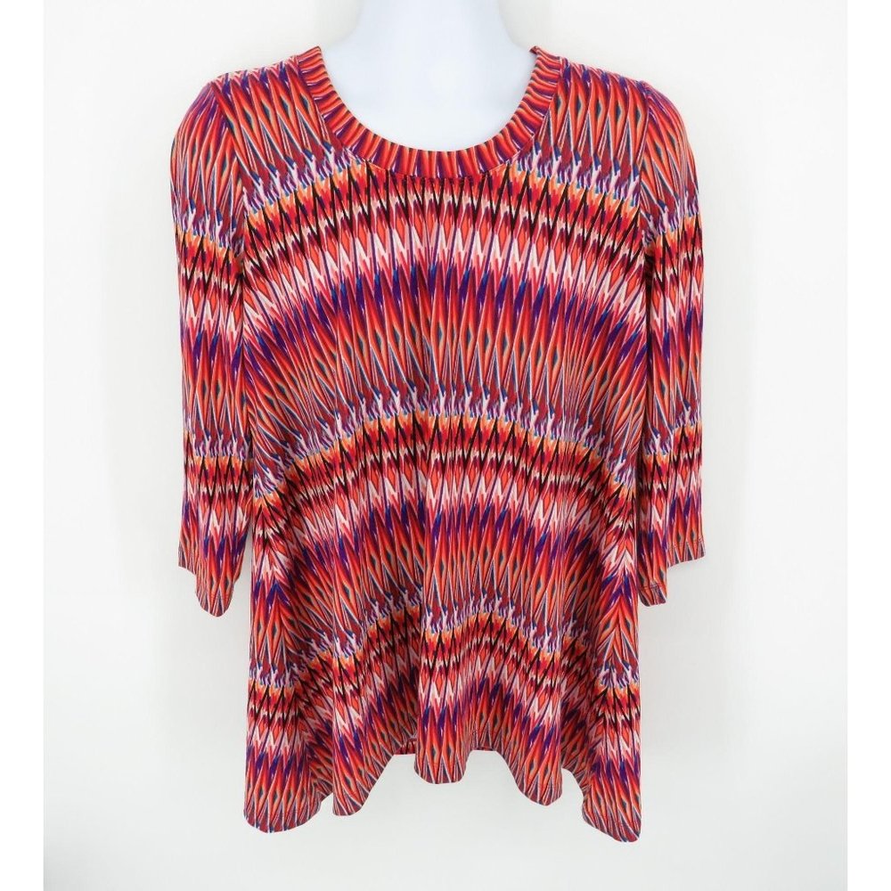 Premise Women's 3/4 Sleeve Zig Zag Shirt Top Large NWT $68